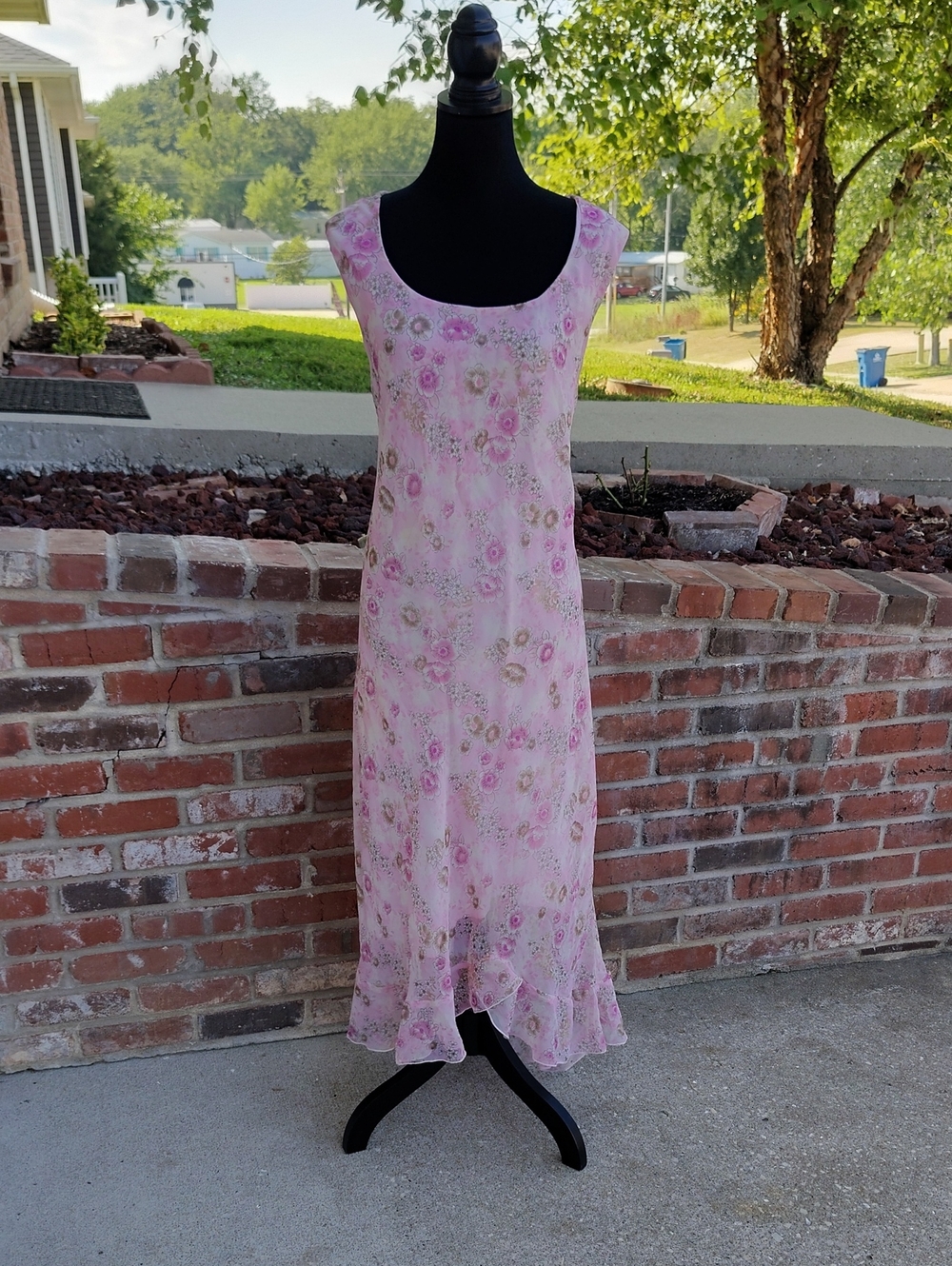 Vintage Believe Woman Floral Asymmetrical Hem Maxi Dress Size 22W Fairy 90s Boho